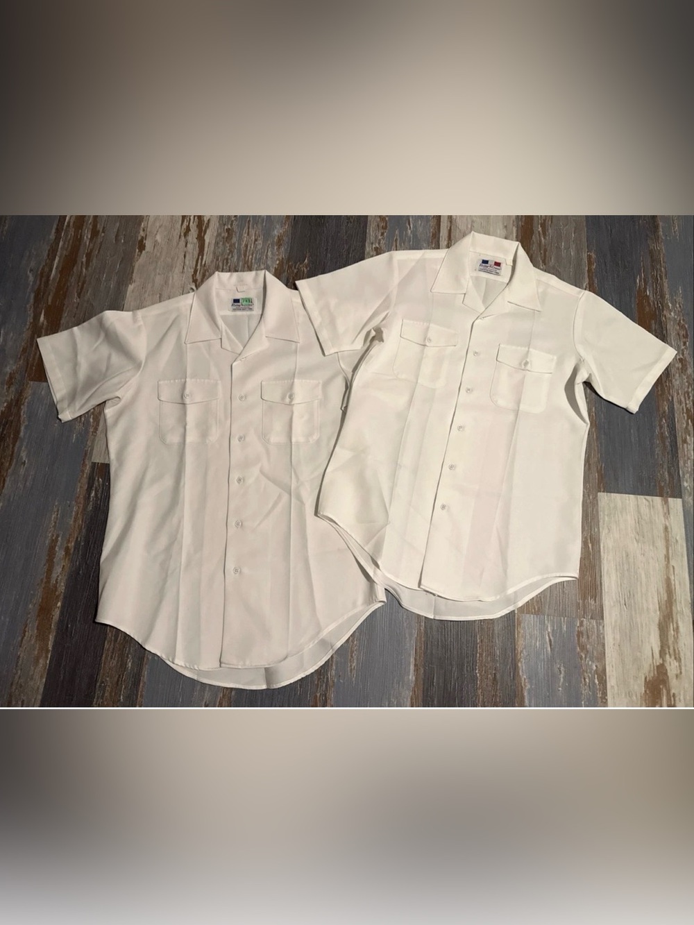 Lot of 2 US Navy White Short Sleeve Button Shirt Mens Large Flying Cross Uniform